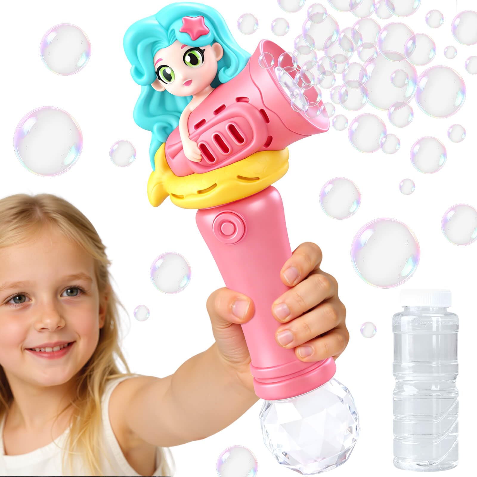 YOTOY Princess Bubble Wand Toys for Girl 3-8 Year Old: Bubble Machine Party Bubble Blower Girls Toy Birthday Gifts for 3 4 5 6 7 8 Year Old Kids Outdoor Garden Wedding Party Bubble Maker