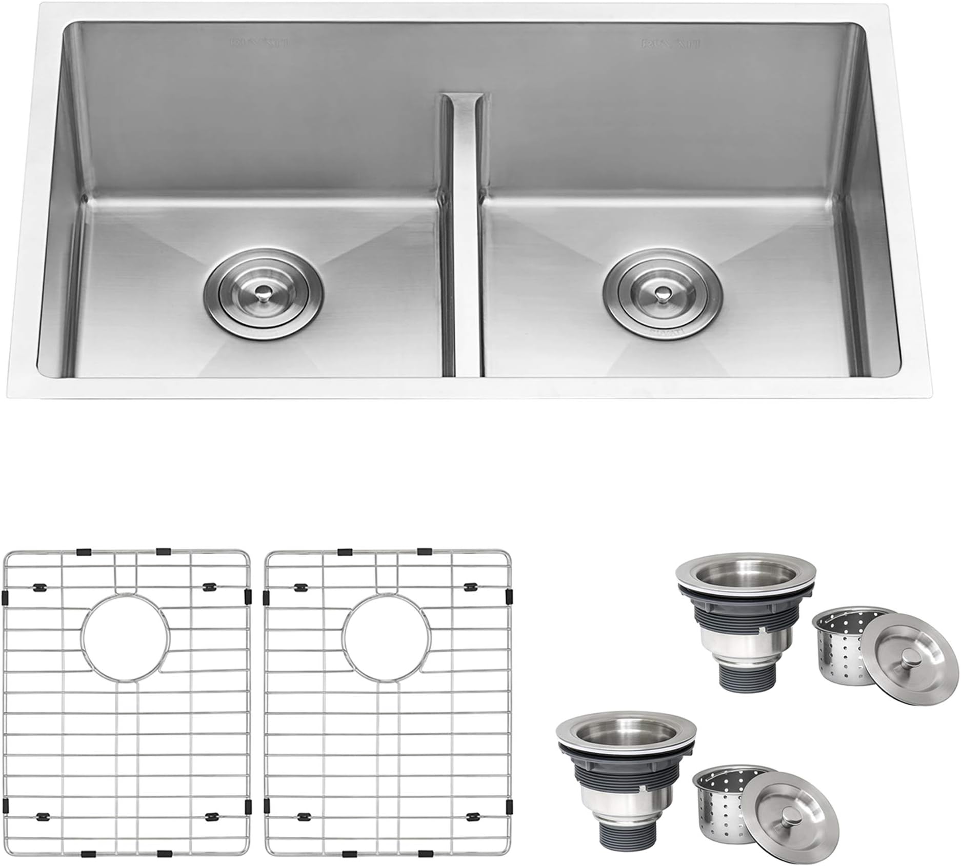 30-inch Low-Divide Undermount Tight Radius 50/50 Double Bowl 16 Gauge Stainless Steel Kitchen Sink - RVH7355