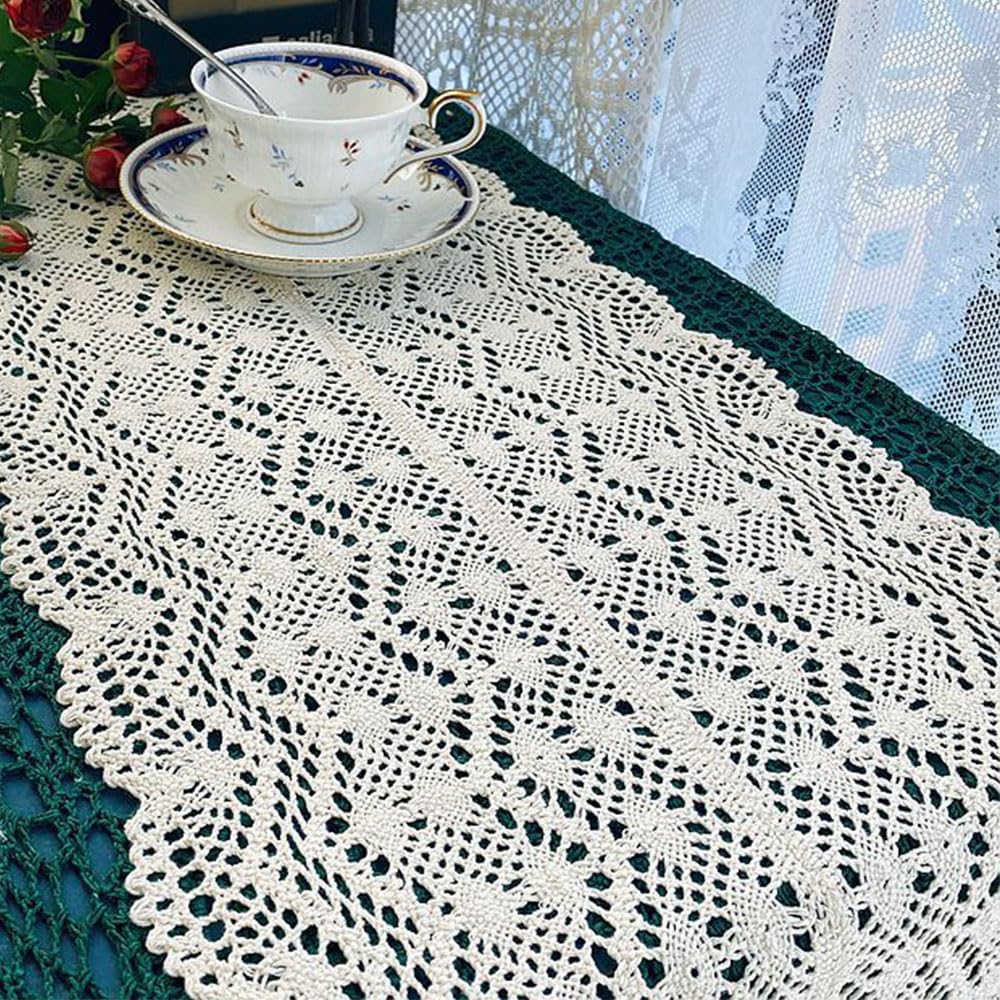 6.5 Yards Hollow Out Lace Trim Fabric 6.1 Inch Width Crochet Lace Ribbon Accessories for Sewing, DIY, Crafts, Clothing Applique, Handmade Table Runner, Placemat, Bridal Wedding Decor, Beige