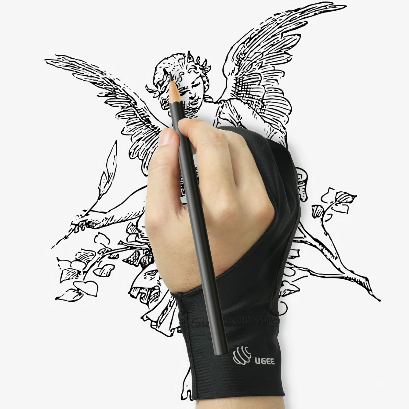 UGEE Digital Drawing，Artist Glove for Drawing Tablet Digital Art Glove with Two Finger for S Sizes