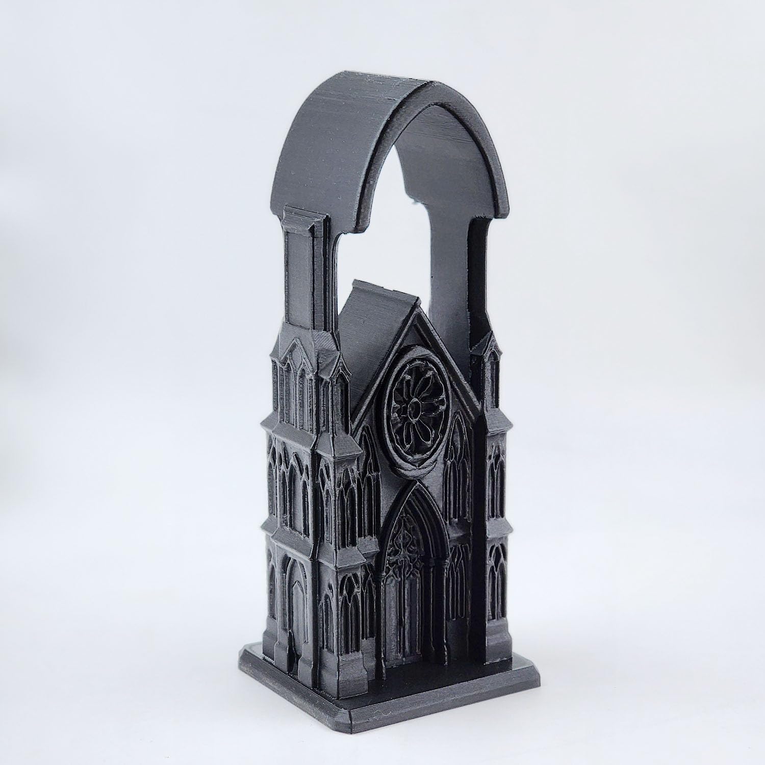 Gothic Cathedral Headphone Stand – 3D Printed Gaming Headset Holder, Desk Organizer Stand for Over Ear Headphones, Aesthetic Desk Setup Decor, Tabletop Display Stand (200 mm)-image-27