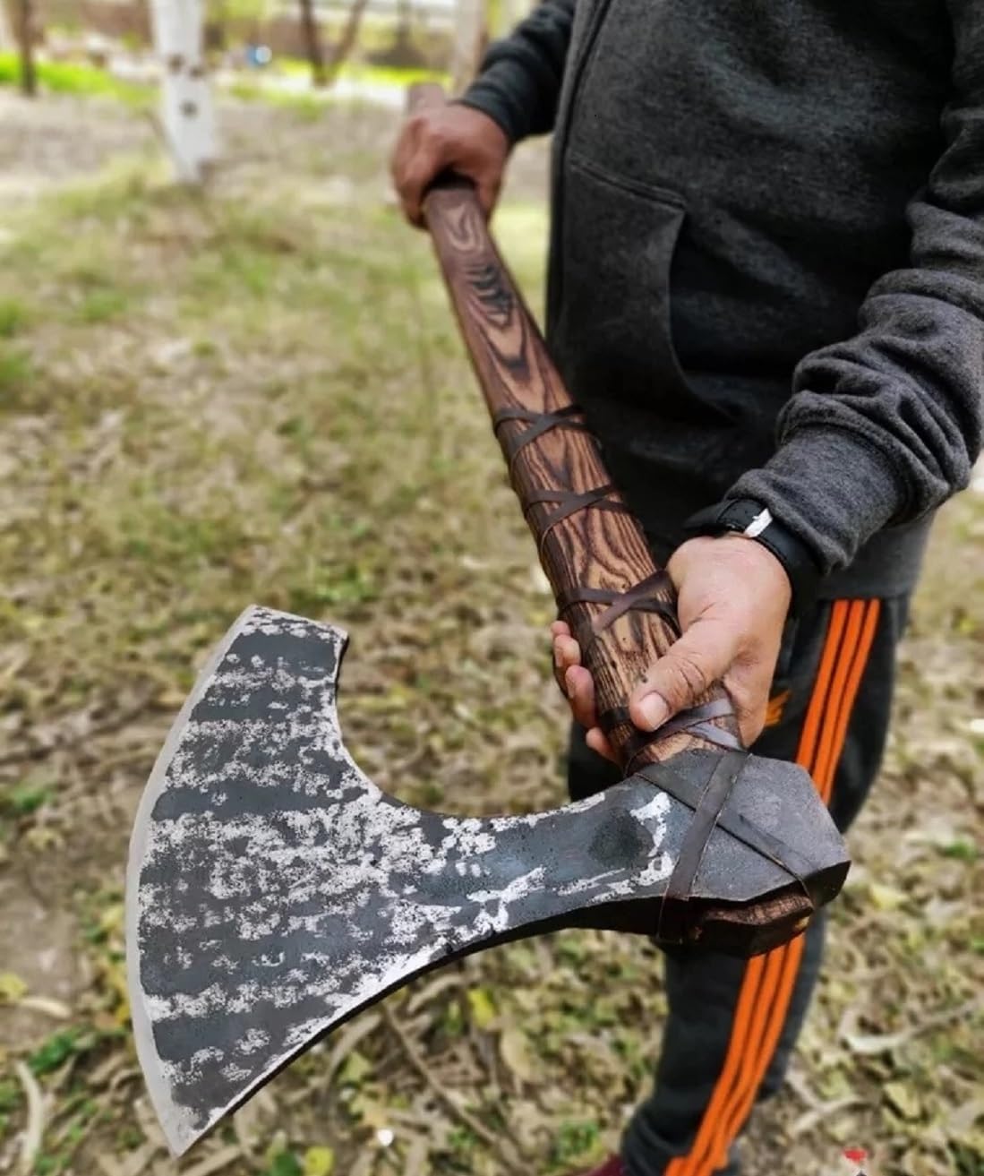 Forest Hunting |40”Two handed large Berserker Axe, Large Norse Axe,Scandinavian Style viking Axe double headed ax, Functional Viking ax, History of Norse mythology self defense (Large Norse axe)