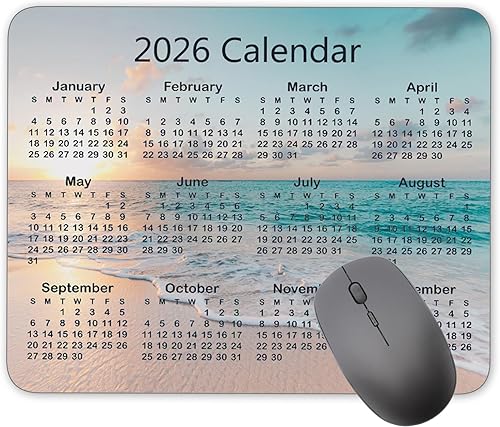 Miniatura 8 de Alfombrilla de mouse con calendario, 2026 con fondo de gota de agua, alfombrilla de mouse de goma natural, alfombrilla de mouse rectangular de