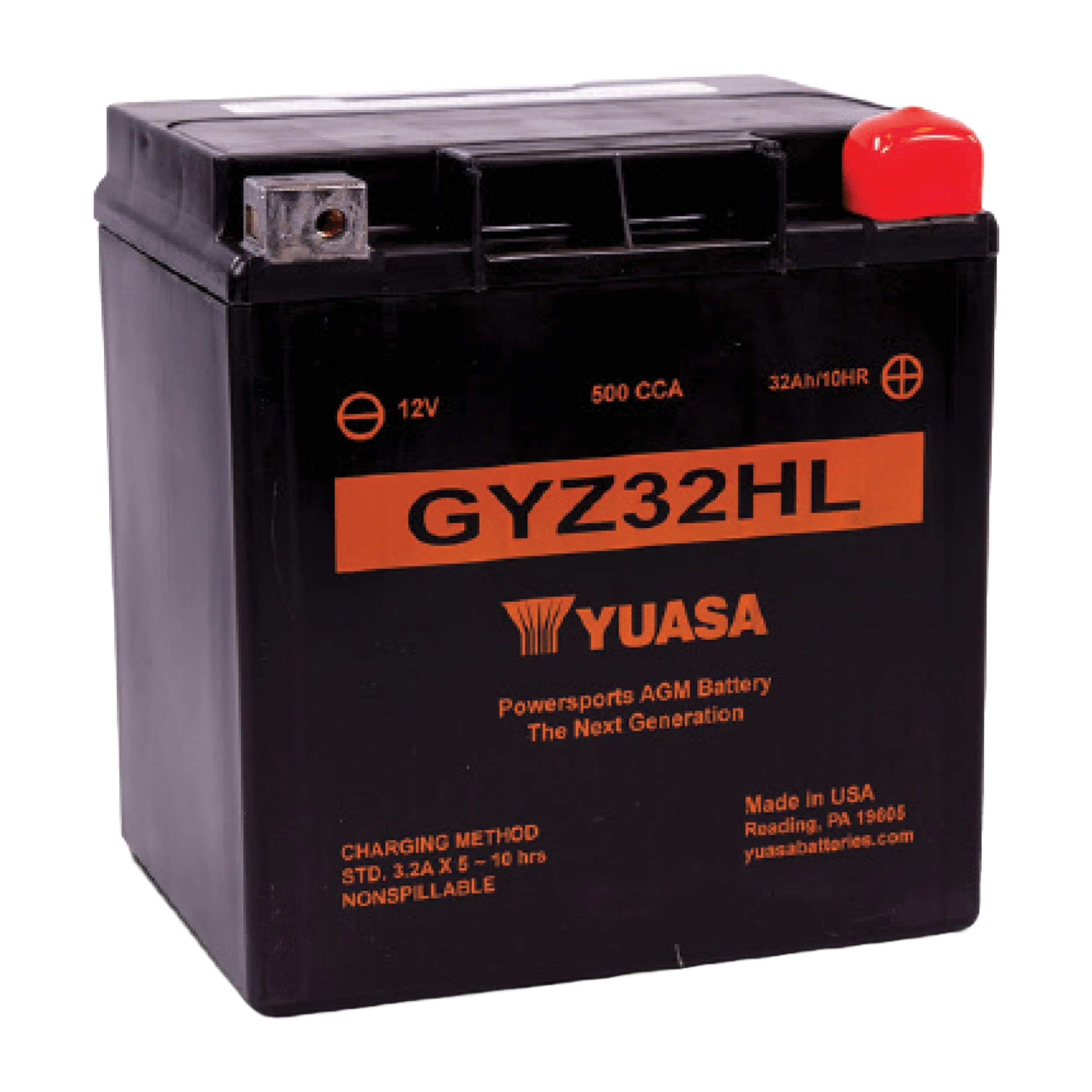 Yuasa GYZ32HL 12V 500 CCA wartungsfreie AGM VRLA Motorradbatterie | 33,7 Ah, Kompakt, Auslaufsicher, Vibrations- & Korrosionsbeständig, Ideal für Sportbikes & Start-Stopp