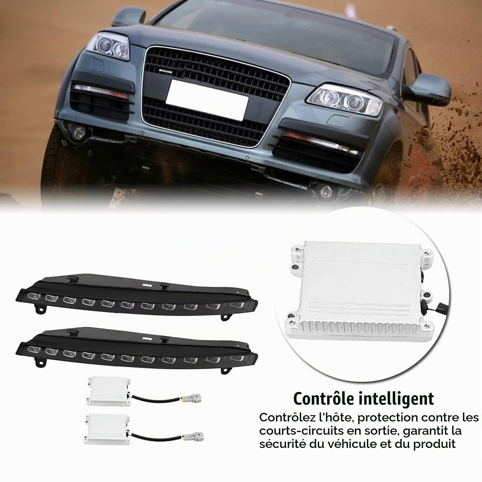 Feux de Jour à LED DRL pour Voiture 1 Paire de Feux de Jour de Voiture Clignotants 2 Couleurs DRL LED Antibrouillard pour 06-09