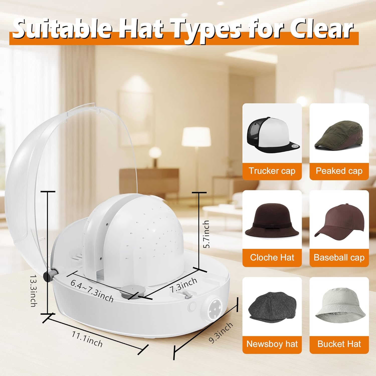 Hat and Helmet Care Machine, 4-in-1 Cap Shaper Restorer with Steam Iron, UV Sterilization, Ozone & 3-Color Lighting, Professional Cleaner for Baseball Caps, Snapbacks, and Motorcycle Helmets