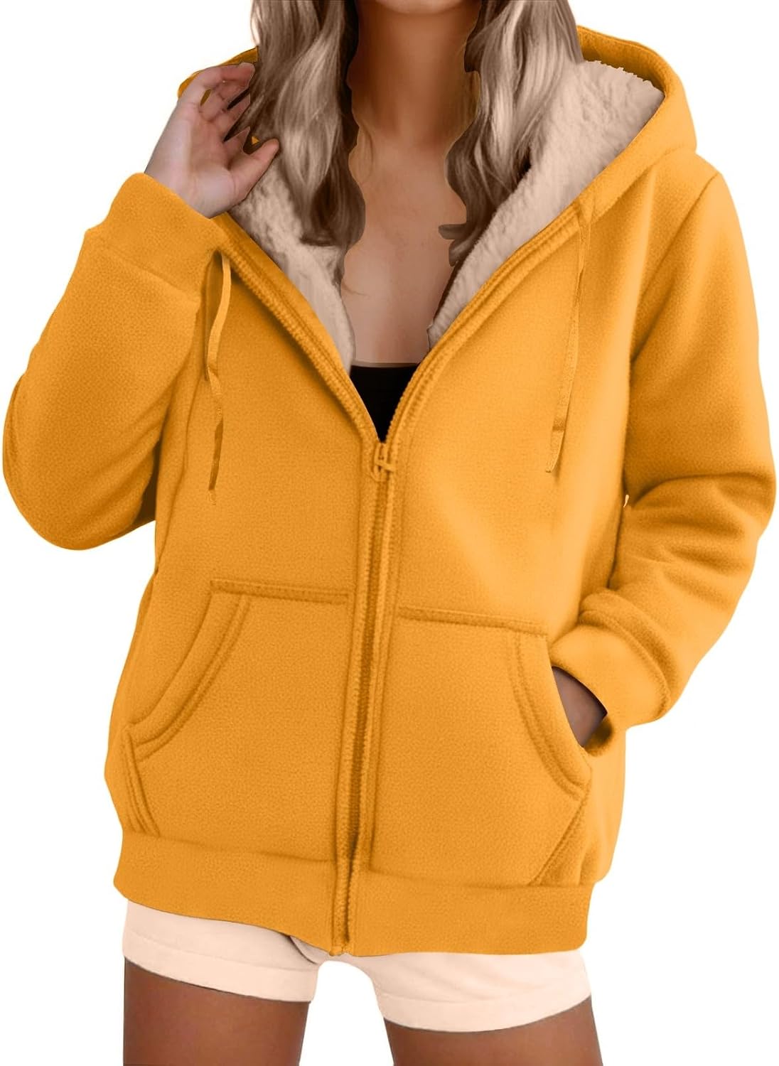 Women's Oversized Zip Up Hoodies Fleece Casual Pullover Cardigan Long Sleeve Sweatshirts Fashion Fall Winter Clothes