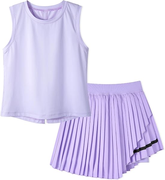 Rolanko 2 Piece Set for Girls, Tank Top and Skirt Summer Tennis and Golf Outfit Set - 1
