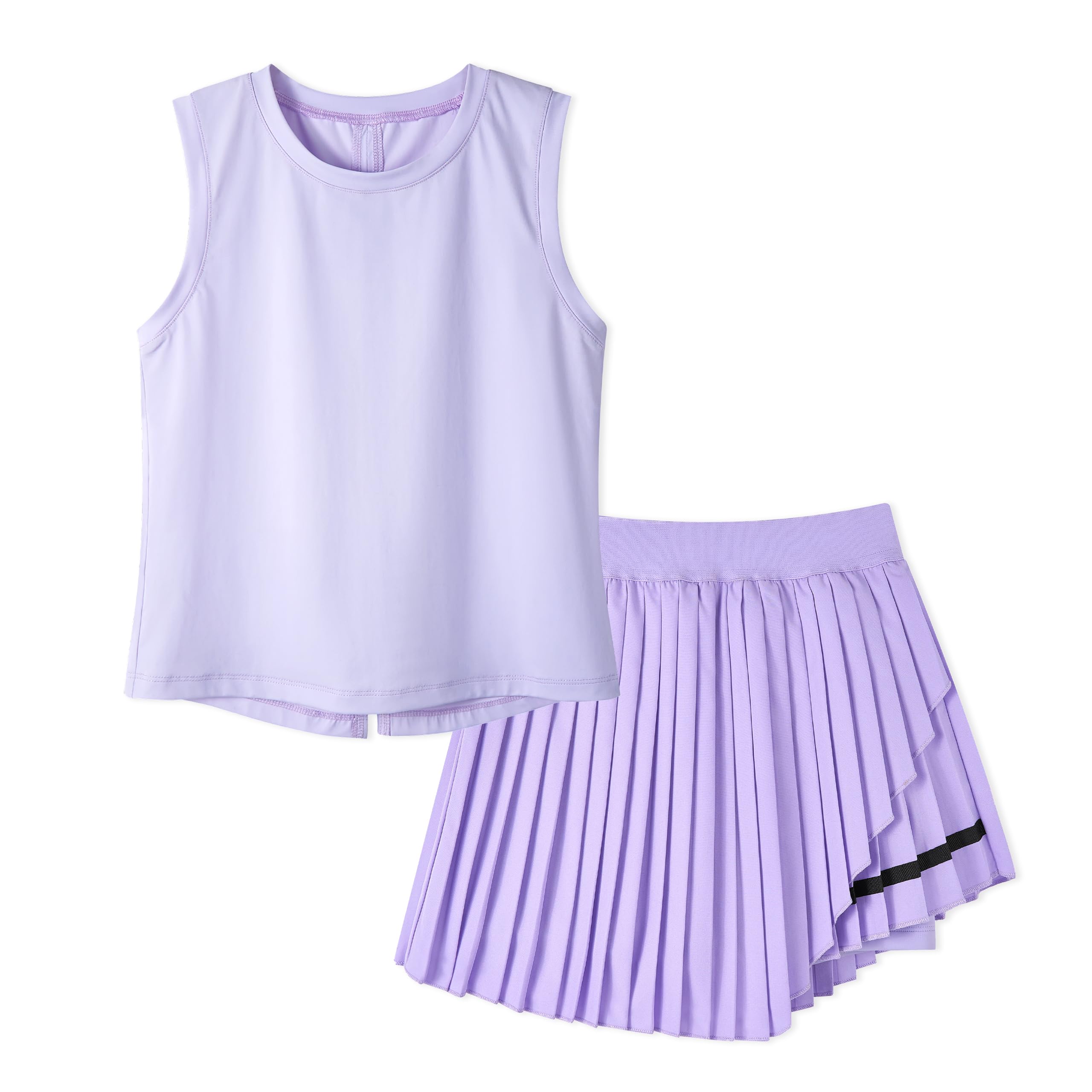 Rolanko Conjunto de Ropa para Niñas Camiseta sin Mangas de Verano con Falda Conjunto de 2 Piezas para 5-11 Años