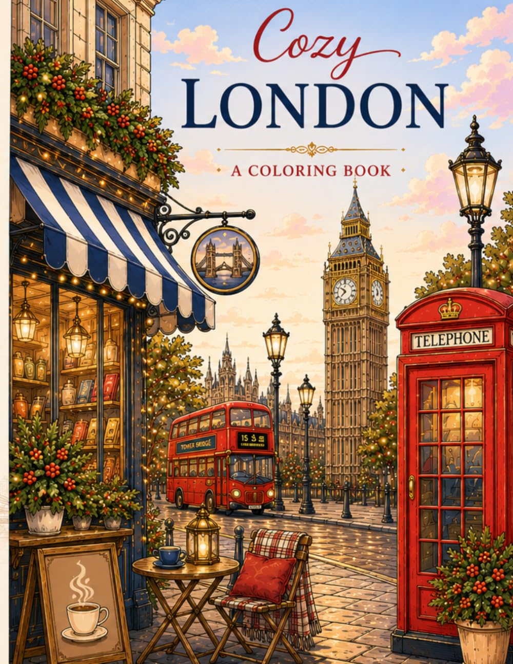 Cozy London Coloring Book: Escape to the cozy streets of London with 50 relaxing coloring pages featuring iconic landmarks, charming neighborhoods, ... and delightful city scenes. (Cozy Cities)