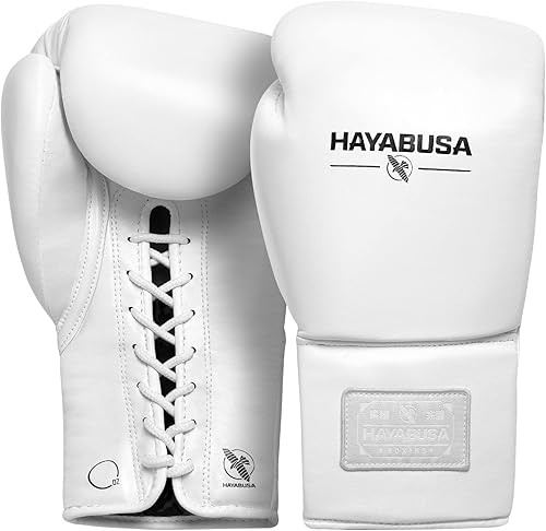 Hayabusa Guantes de boxeo con cordones de cuero profesional para hombres y mujeres