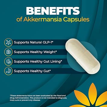 Akkermansia Probiotic Supplement - Promotes Digestive Comfort, Gut Lining & Microbiome Support - GLP-1 & Metabolic Wellness - Active Strain, 1 Billion AFUs - 30 Capsules