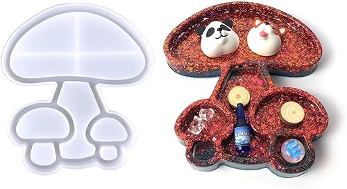Molde de resina para bandeja, molde de silicona en forma de hongo, moldes de fundición de resina epoxi para almacenamiento de joyas, plato de comida