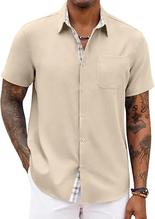  Men's Button Down Shirts Short Sleeve Casual Summer Beach Vacation Wedding Shirt with Pocket