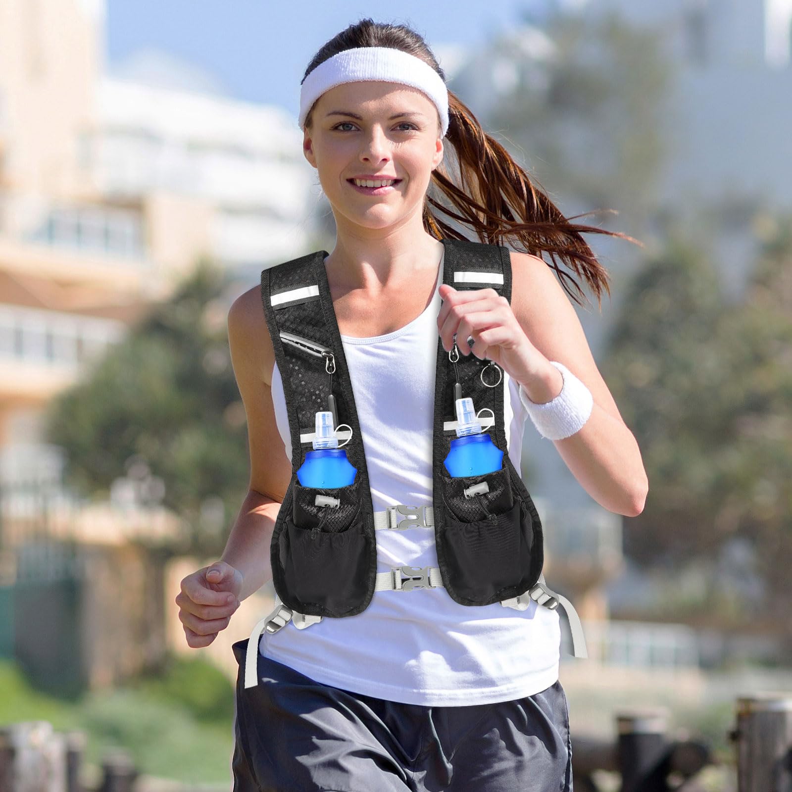 Chaleco de Correr para Mujeres y Hombres, Chaleco Hidratacion Trail Running con 6 Bolsillos, Ligero Chaleco de Hidratación para Andar en Bicicleta Correr en Senderos Maratón