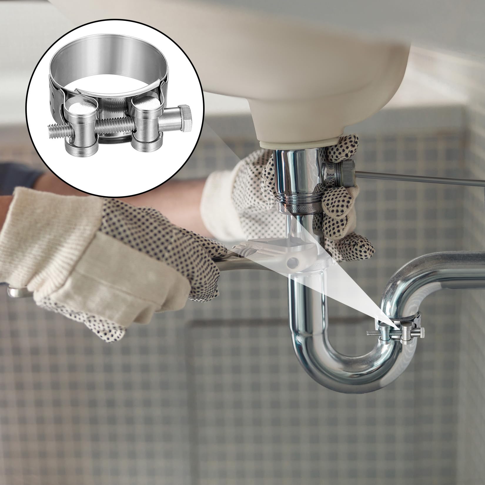 4 x regulowany zacisk ze stali nierdzewnej 40–43 mm, zacisk ze stali nierdzewnej, zaciski śrubowe typu T do kołnierza wydechowego, rury wydechowe, węże wodne, samochody