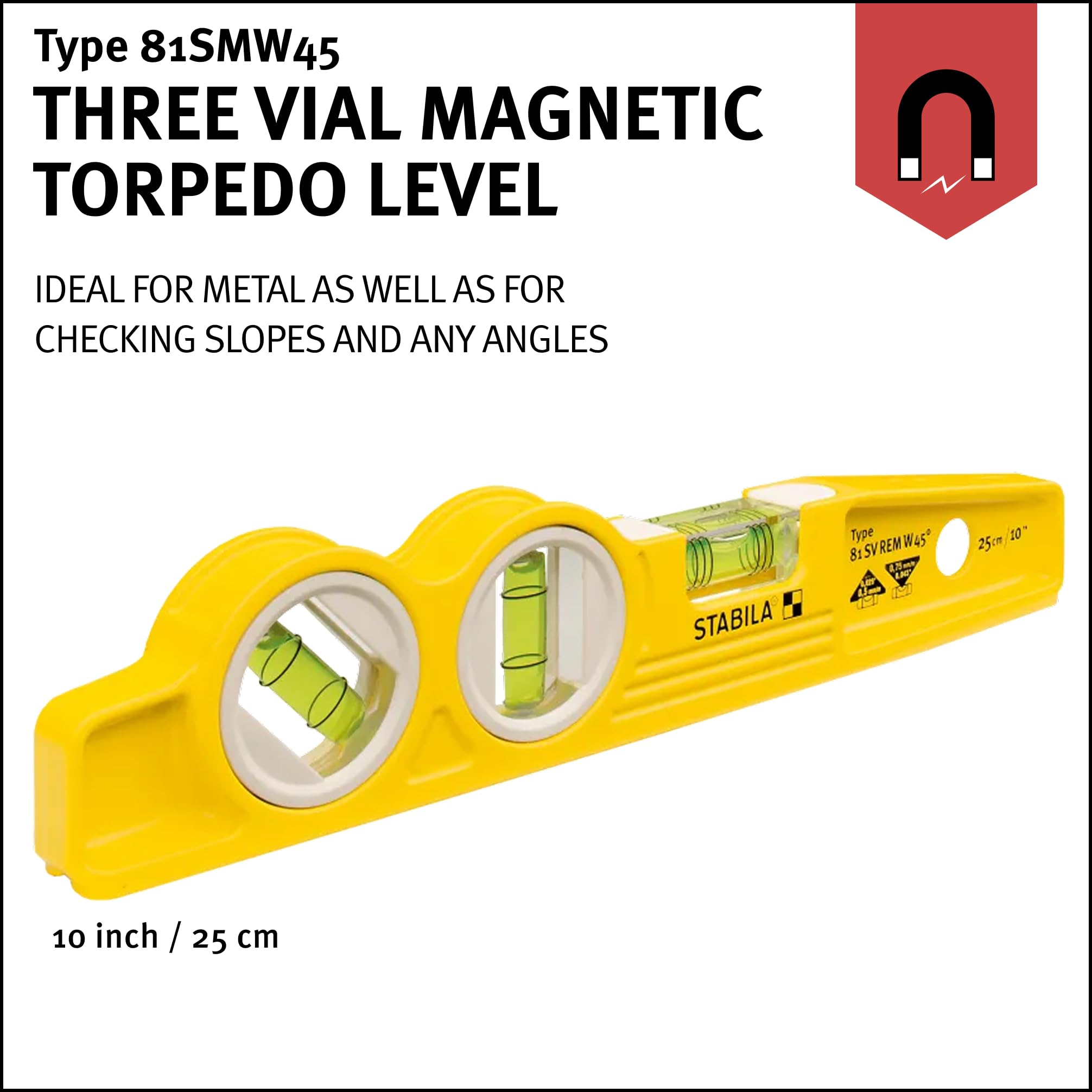 Stabila Torpedo Level - Accurate Leveling & Angle Measurement -2