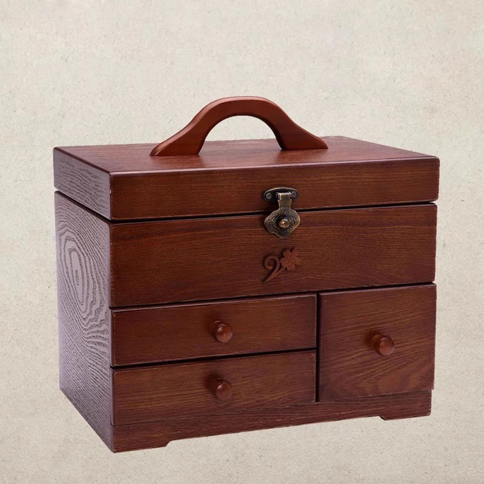 Caja De Costura De Madera, Estuche De Almacenamiento De Hilo De Aguja, con 3 Cajones Y Almacenamiento Superior, para Almacenar Carretes De Hilo, Kits De Bordado