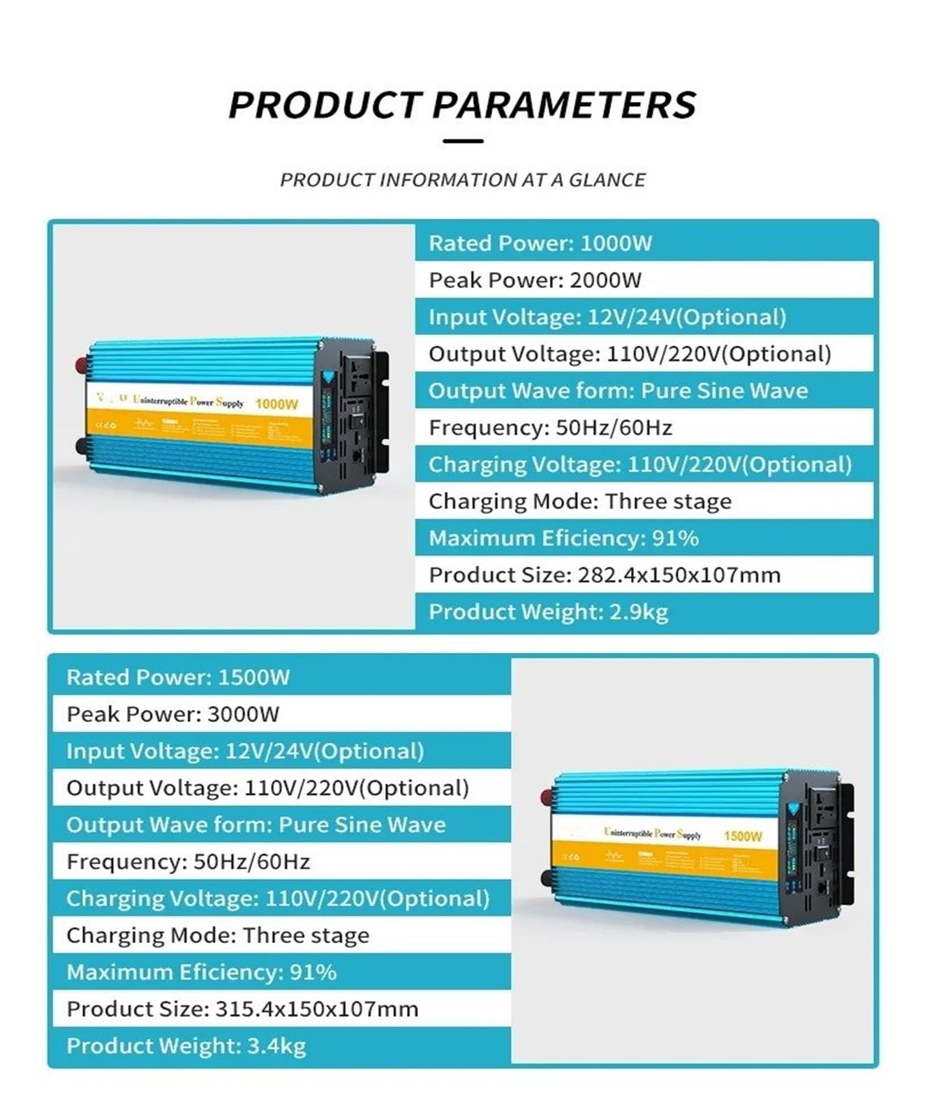 Inversor Corriente para Coche UPS 3000W 4000W 6000W 8000W CC 12V 24V A CA 220V Transformador Onda Sinusoidal Pura Batería Respaldo Portátil(220V(60HZ),1500W 3000W)