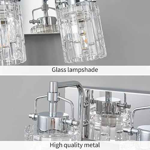 Miniatura 5 de Moderna lámpara de tocador de 4 luces con pantalla de cristal  Lámparas de baño cromadas sobre espejo