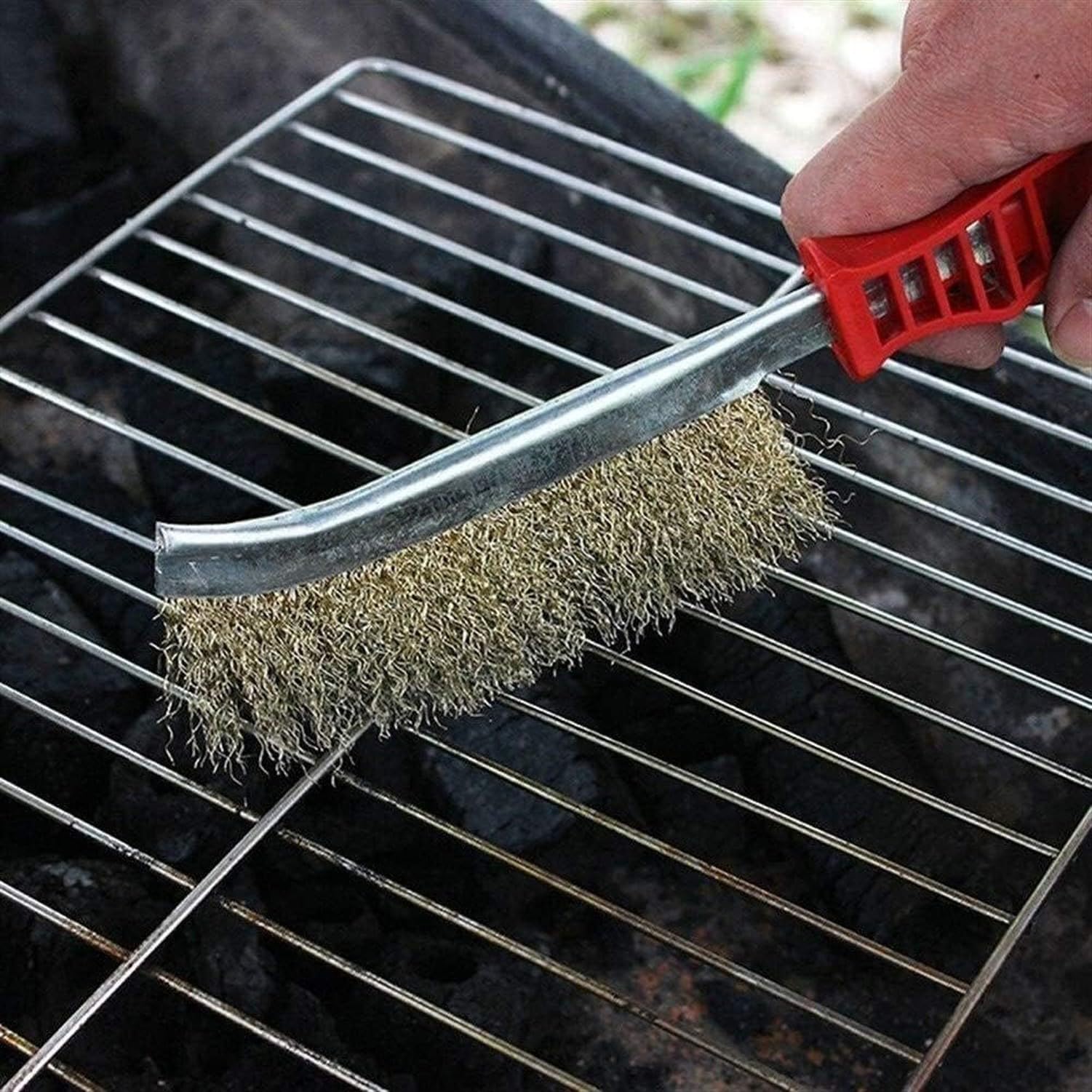 AIEIJJH Barbecue Grill Cleaning Brush Set Heavy Duty Brass Bristles Garden BBQ Brush Scraper for Grill Cleaning Tool Grate Cleaner for Charcoal Gas Smoker Griddle Stone