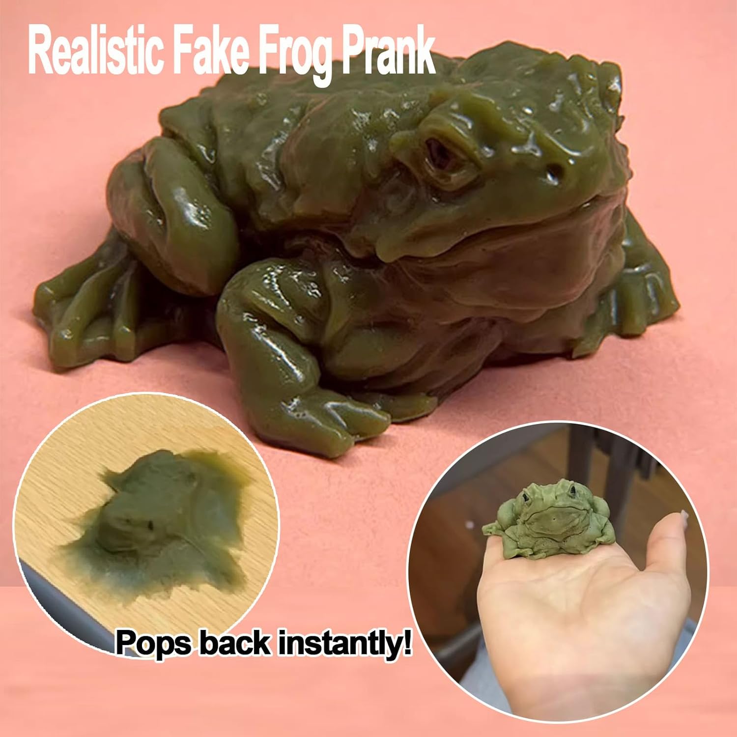 Toad Prank, Realistic Fake Frog Prank Props- Cold & Slimy Touch! Gags & Practical Joke Gifts, Stress Relief, Life-Size, TPR (Green) - view 2
