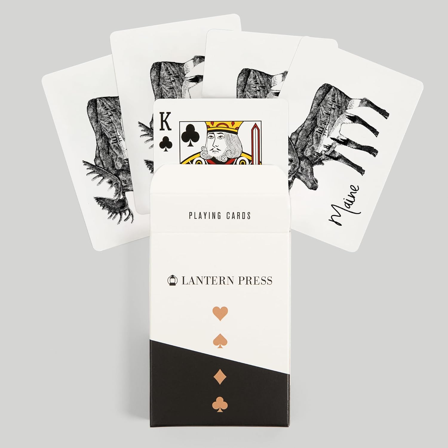 Lantern Press Maine, Moose Double Exposure, 52 Playing Cards for Adults, Poker Size Card Deck