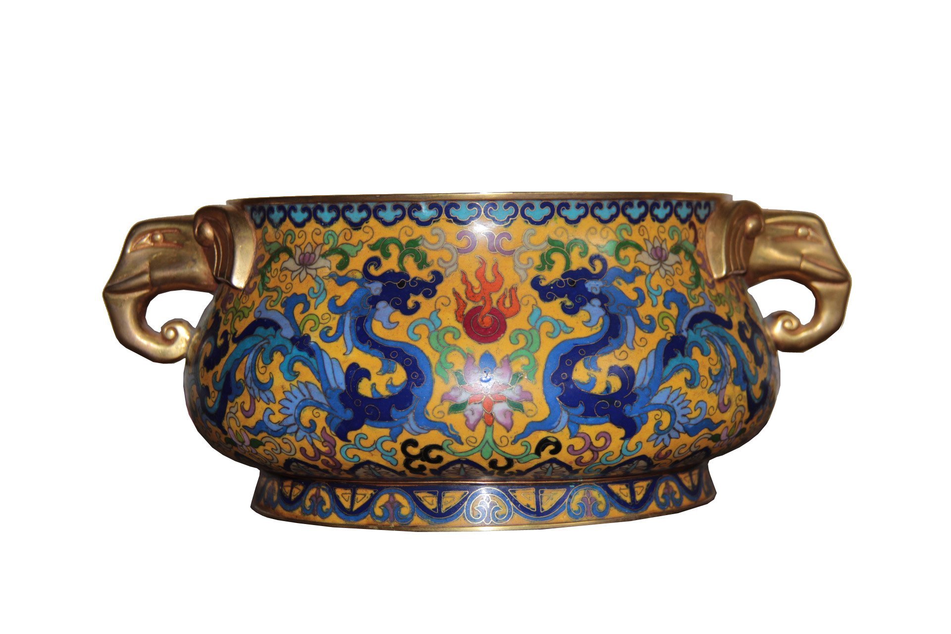 Tian Rui Yi Xiang Elephant ear colour enamel incense burner