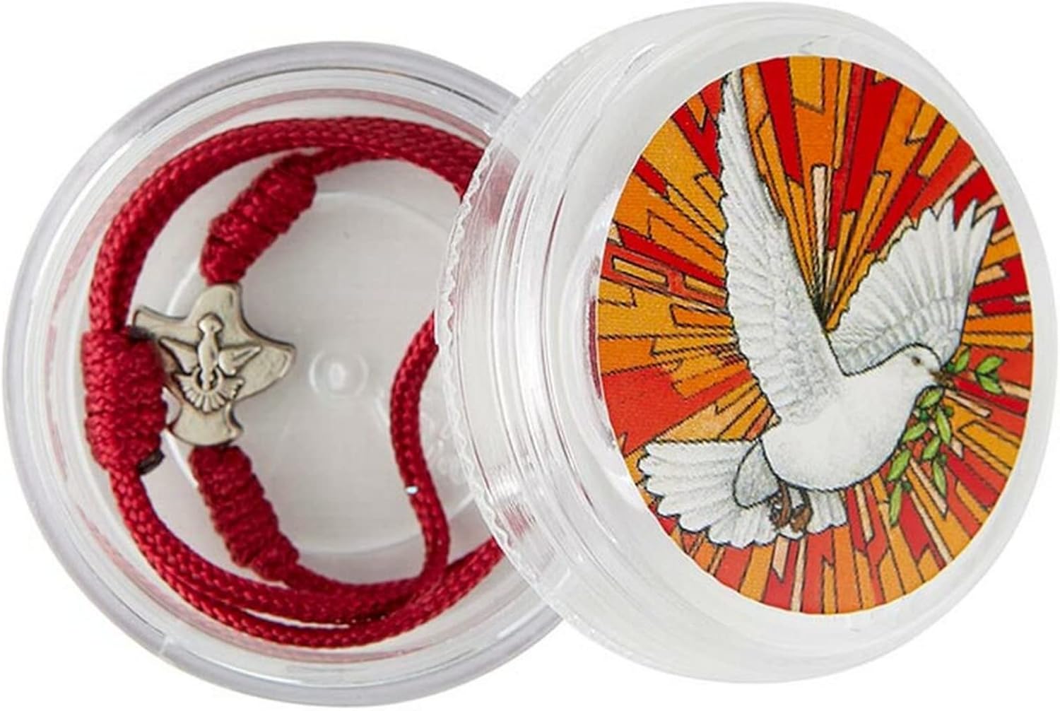 Needzo Red Confirmation String Bracelet with Holy Spirit Medal in Jewelry Case, Religious Christian Gifts for Teenagers, Dainty Bracelets for Women (Pack of 3) One Size - Image 3