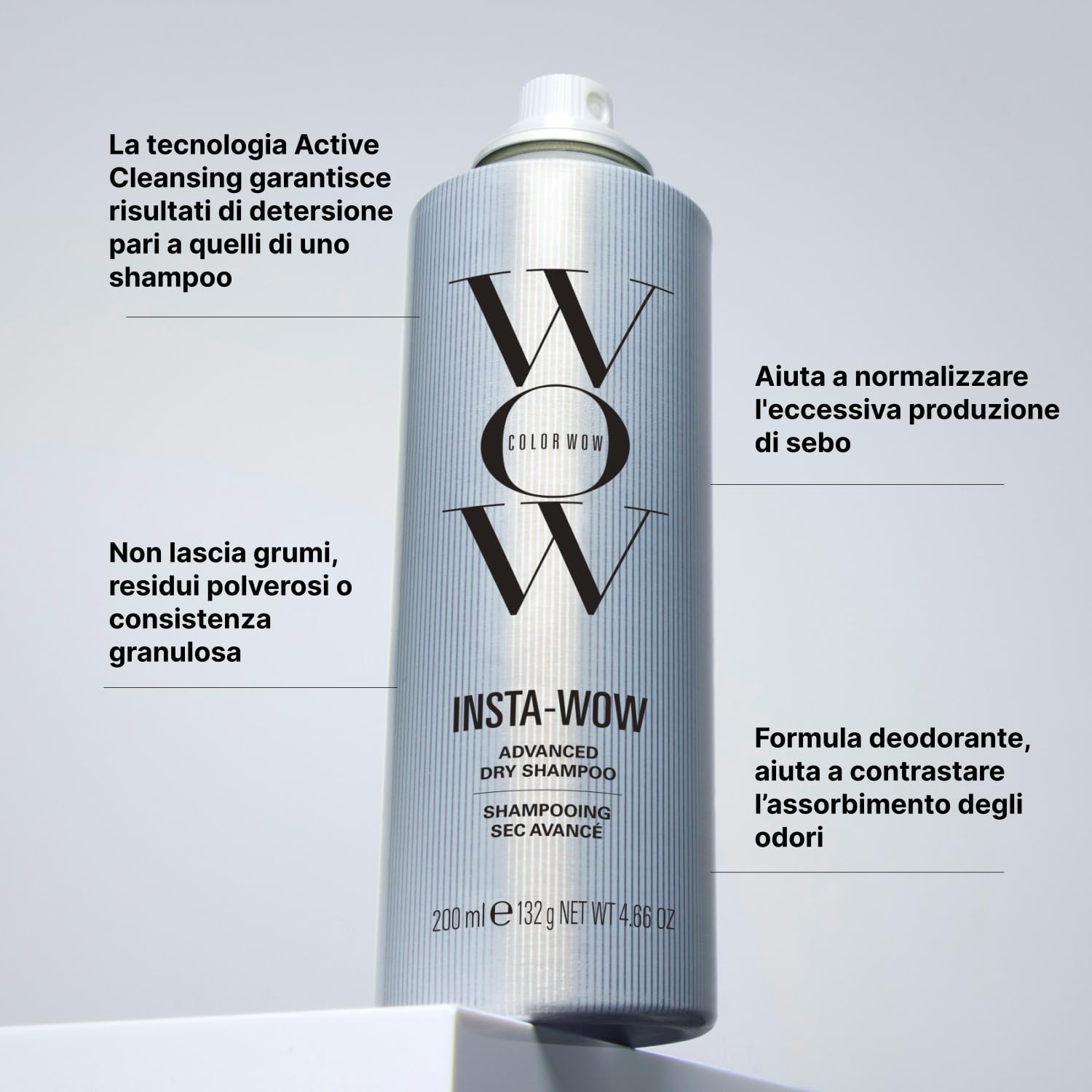 Color Wow, Insta-Wow, Shampoo Secco Detergente e Rinfrescante senza Residui Bianchi, Tecnologia Active Cleansing e Amido Ultra-Fine, Per Tutti i Tipi di Capelli, 200ml