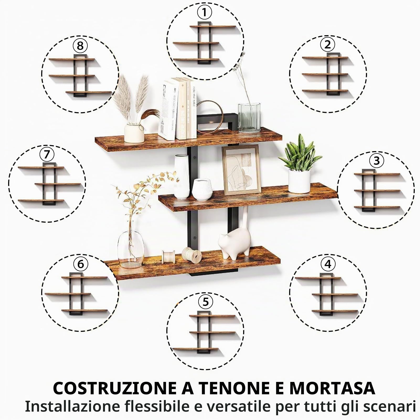 Set di 3 Mensole da Muro Galleggianti,Mensole a Scomparsa Bagno