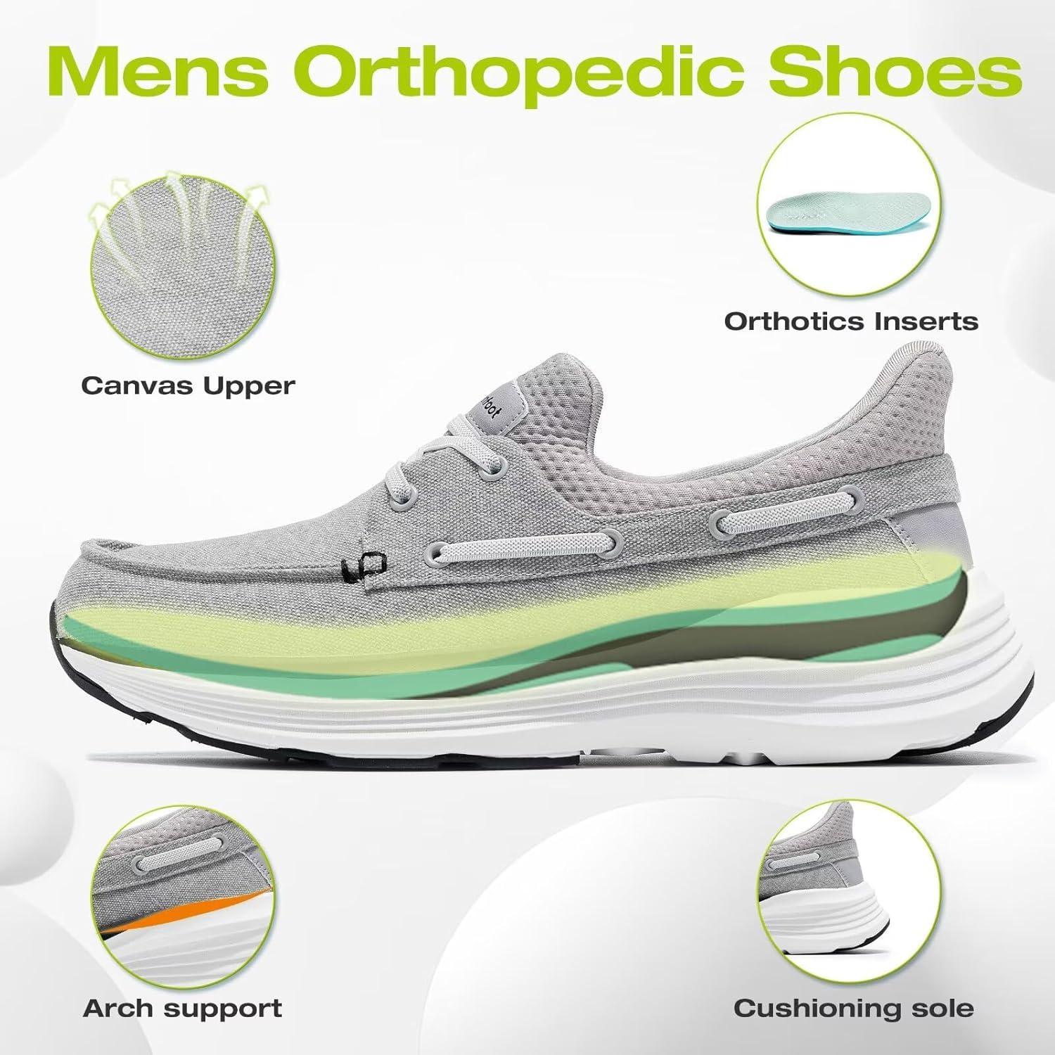 OrthoComfoot Men's Orthopedic Slip On Loafers: Comfortable Arch Support Loafers for Plantar Fasciitis, Orthotic Flat Feet Casual Walking Shoes for Foot and Heel Pain Relief - Image 3