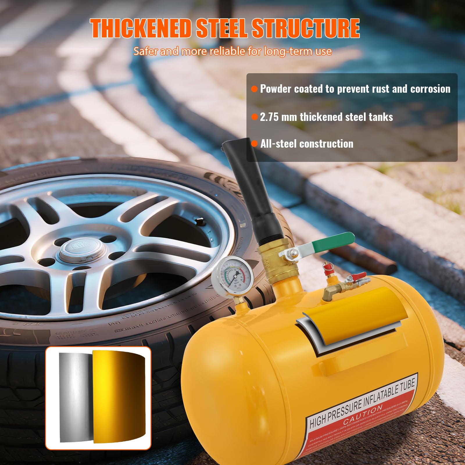 Reifenfüller Reifen Booster, 20L Reifen Schockfüller Airbooster, Reifen Befüllhilfe mit Stahl Luftkanone, maximal 8 Bar, passend für Auto, PKW und LKW