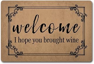 Funny Welcome Indoor Door Mats for Front Door Welcome I Hope You Brought Wine Personalized Monogram Kitchen Rugs and Mats with Anti-Slip Rubber Back Novelty Gift Mat House Warming Gift(23.7X15.9 in)