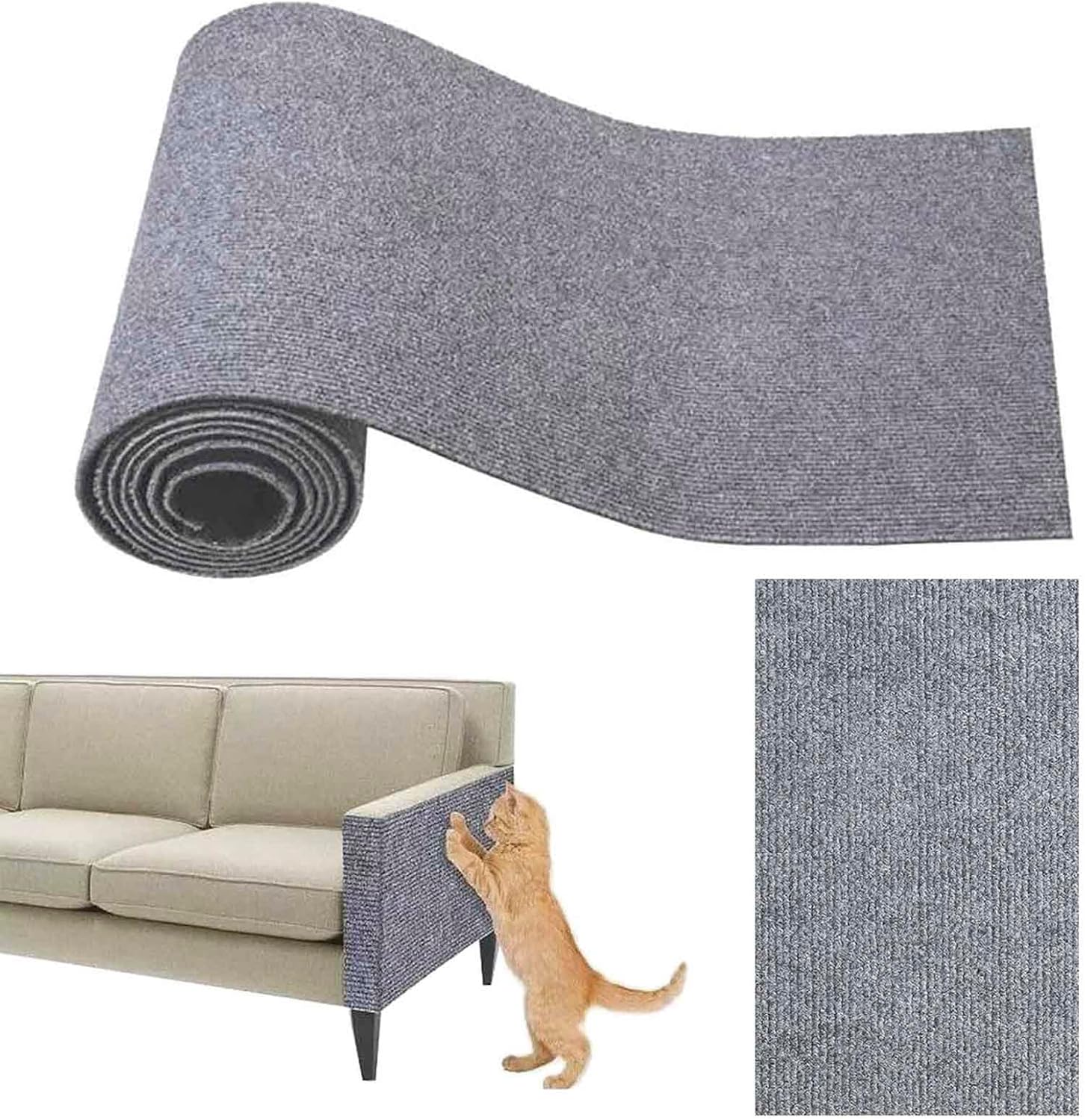 QISF Cat Scratching Mat, 200cm x 40cm Cat Scratch Mat with Self-Adhesive,Trimmable Length,DIY Cat Wall Scratcher, Anti Scratch Furniture Protector, Sticky Scratch Matt for Wall Corner Sofa