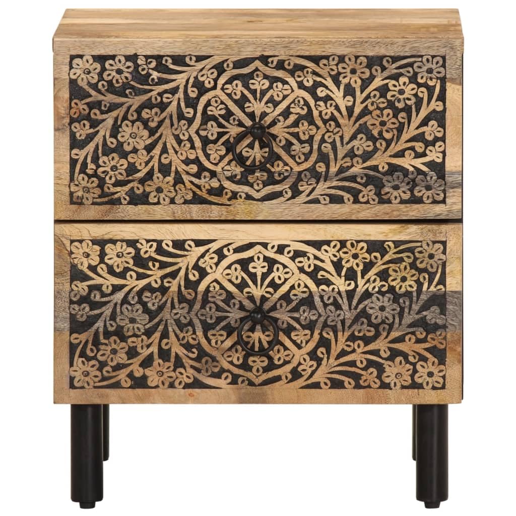Comodino in legno massiccio di mango, 40 x 33 x 46 cm, stile retrò
