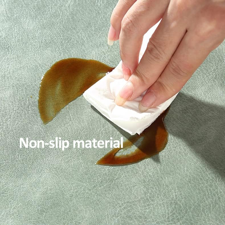 Miniatura 8 de Manteles individuales de piel sintética, color verde, grueso, rectangular, lavable, fácil de limpiar, resistente a las manchas, resistente al calor,