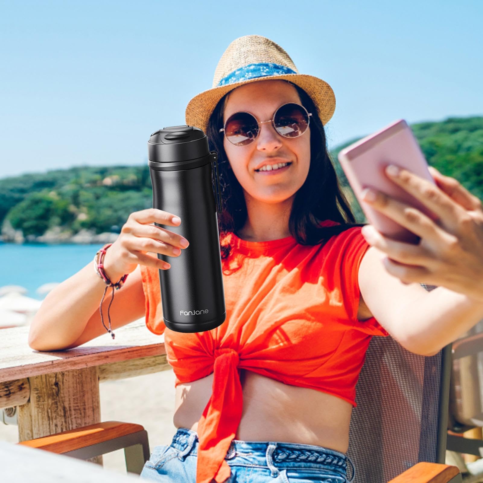 Botella de té, taza de viaje con infusor de té, taza de té magnética de | 600 ml con infusor, botella de agua con infusor, tazas de té de acero inoxidable, taza de café fría para mantener el frío