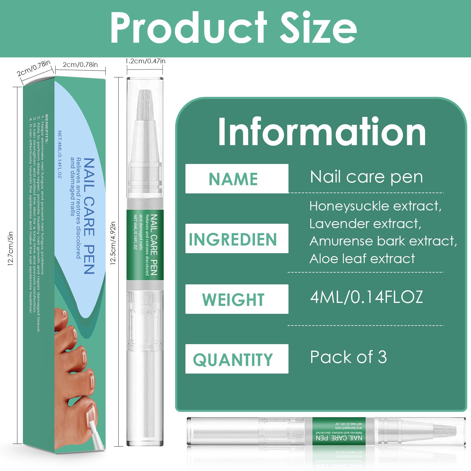 3 Pieces Nail Care Pen,Nail Repairers Solution,Toenail Care,Toe Care and Pedicure, transparent, 3 count (Pack of 1) - Image 3