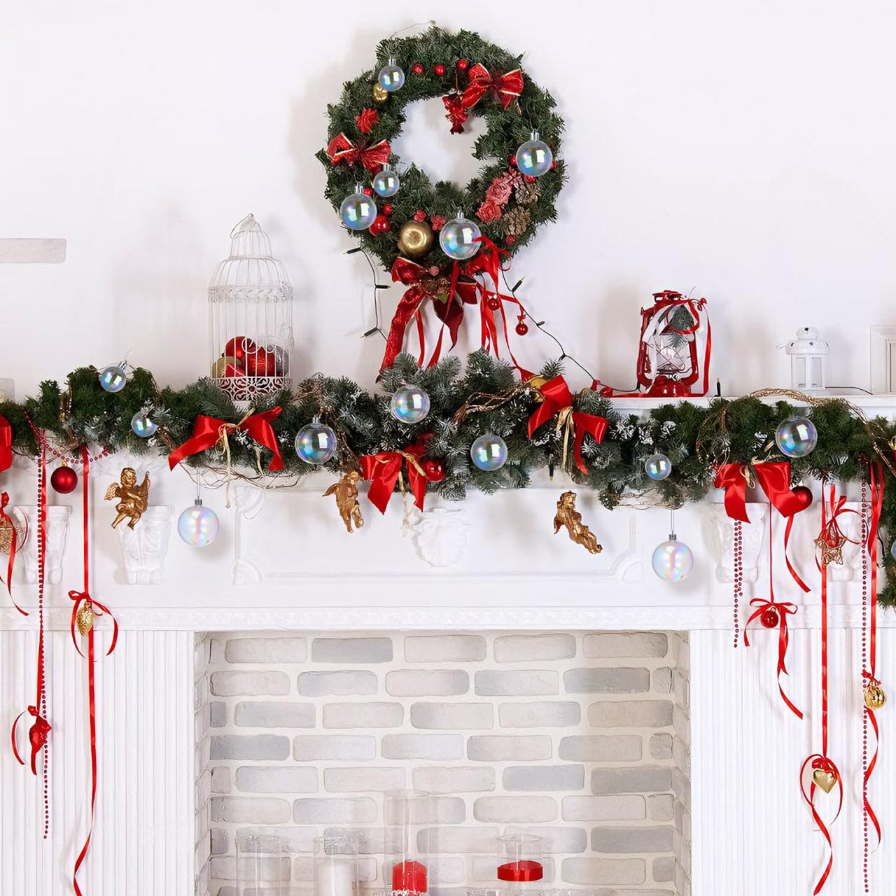 Housoutil Palla Di Natale 18 Palline Di Plastica Iridescenti Palla Di Natale Fai Da Te Appesa All'albero Di Natale Ornamenti Natalizi Infrangibili Per La Festa Di Natale Matrimonio