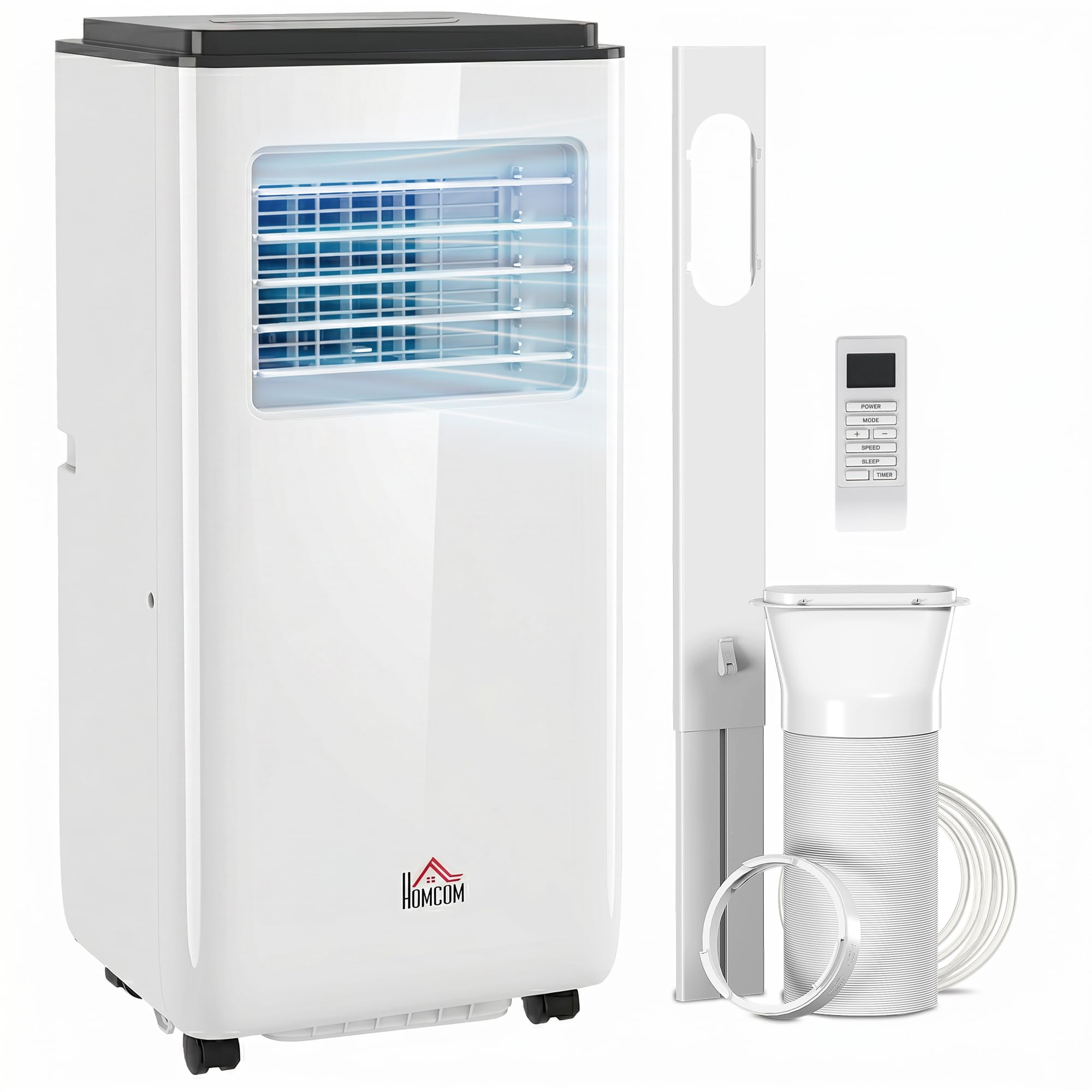 HOMCOM 8000BTU Portable Air Conditioner for Rooms Up to 345 Sq.Ft., 5-in-1 AC Unit with Cooling Fan, Dehumidifier, Auto, Sleep & Remote, 24H Timer, Window Installation Kit, White image 7
