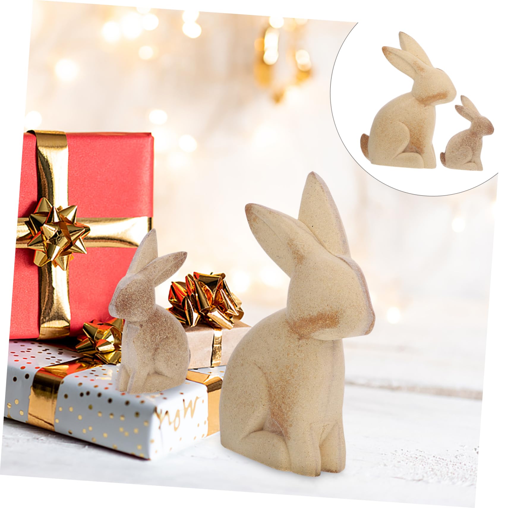 HOMSFOU 3 Paia Decorazione Legno Animale Diy Coniglietti da Dipingere Articoli Legno Solido per Decorare Casa e Ufficio per Lavoretti Creativi e Regali per Amanti Del Fai da Te