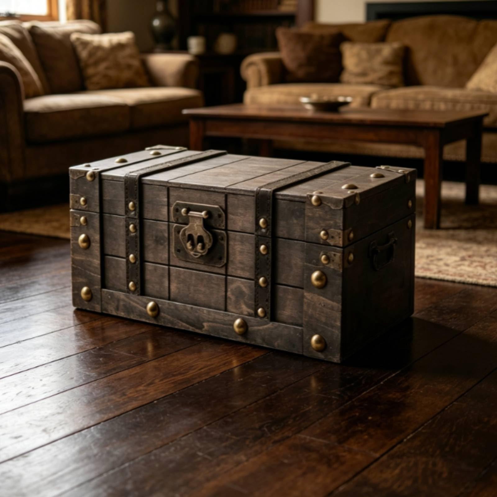 Baúl Vintage de Almacenamiento Arcón Contenedor de Madera con Cierre Frontal Acabado en Estilo Vintage Organización, Grande, style to 2