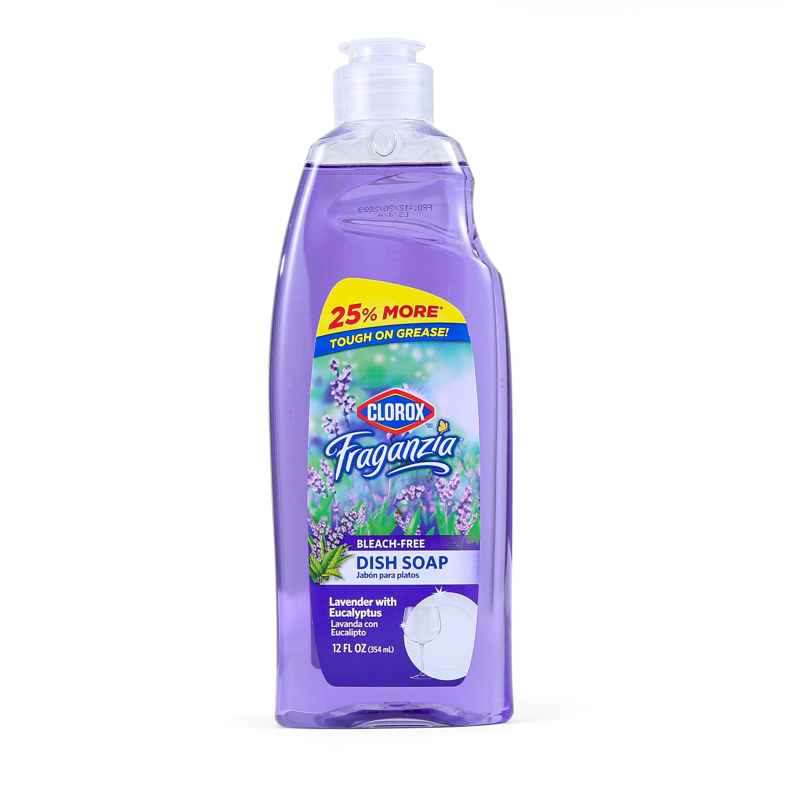 Clorox Fraganzia Liquid Dish Soap | Smells Great and Cuts Through Tough Grease Fast | Quick Rinsing formula Washes Away Dirt | A Powerful Clean You Can Trust, Lavender with Eucalyptus Scent, 12 Oz