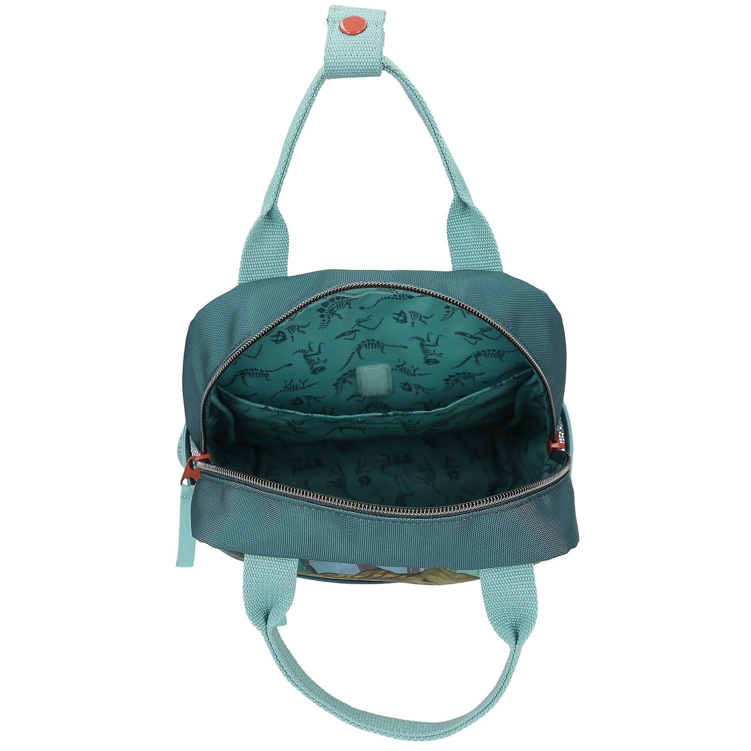 Depesche 11778 Dino World Danger - Rucksack für Kinder in Dunkelgrün mit Trex Motiv, Tasche mit verstellbaren Trägern und Seitentaschen
