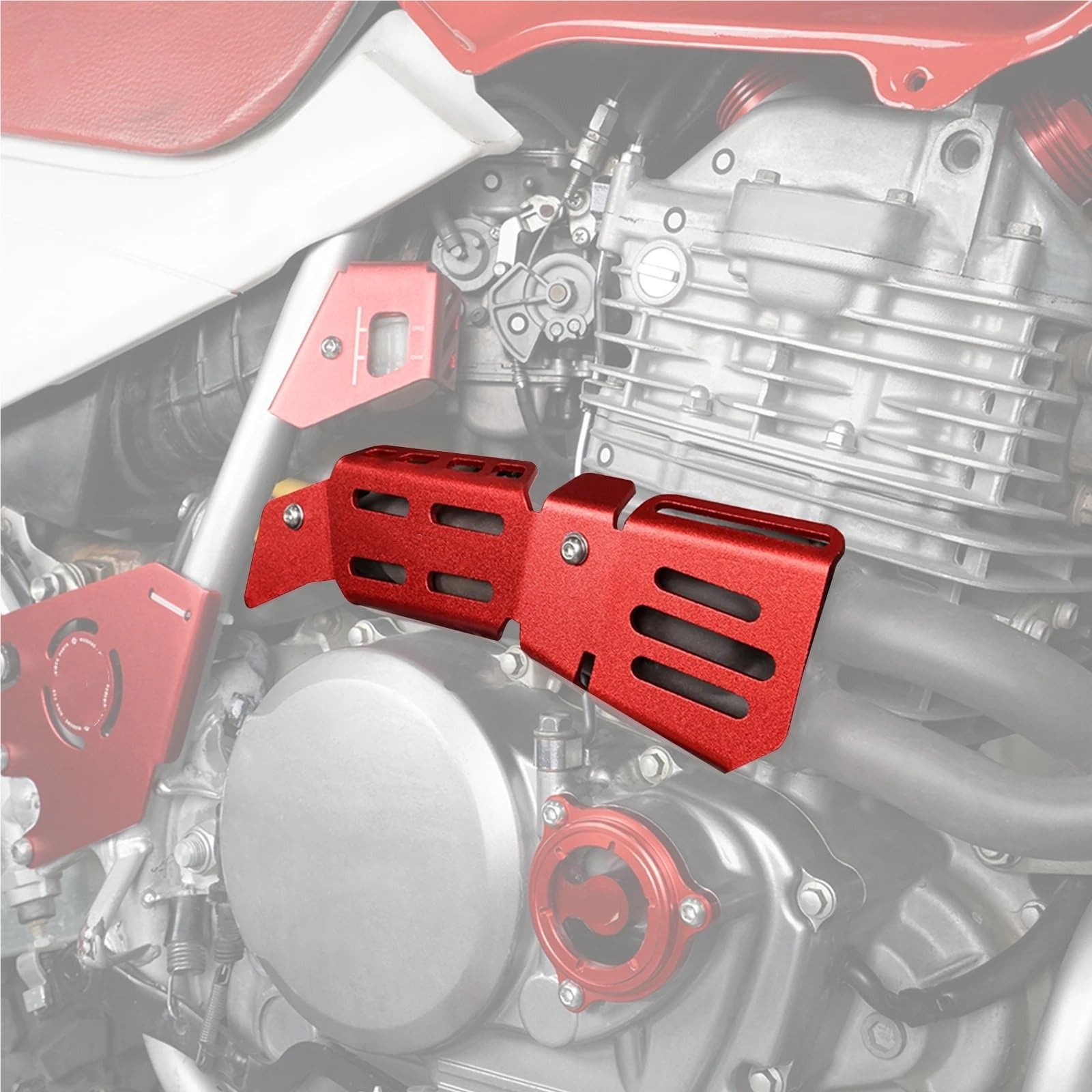 Protector de Escape Protector de Tubo de Escape de Aluminio para Motocicleta, Protector térmico, Compatible con Honda XR650L (1993-2024) Deflectores de Calor para Escape(Red)