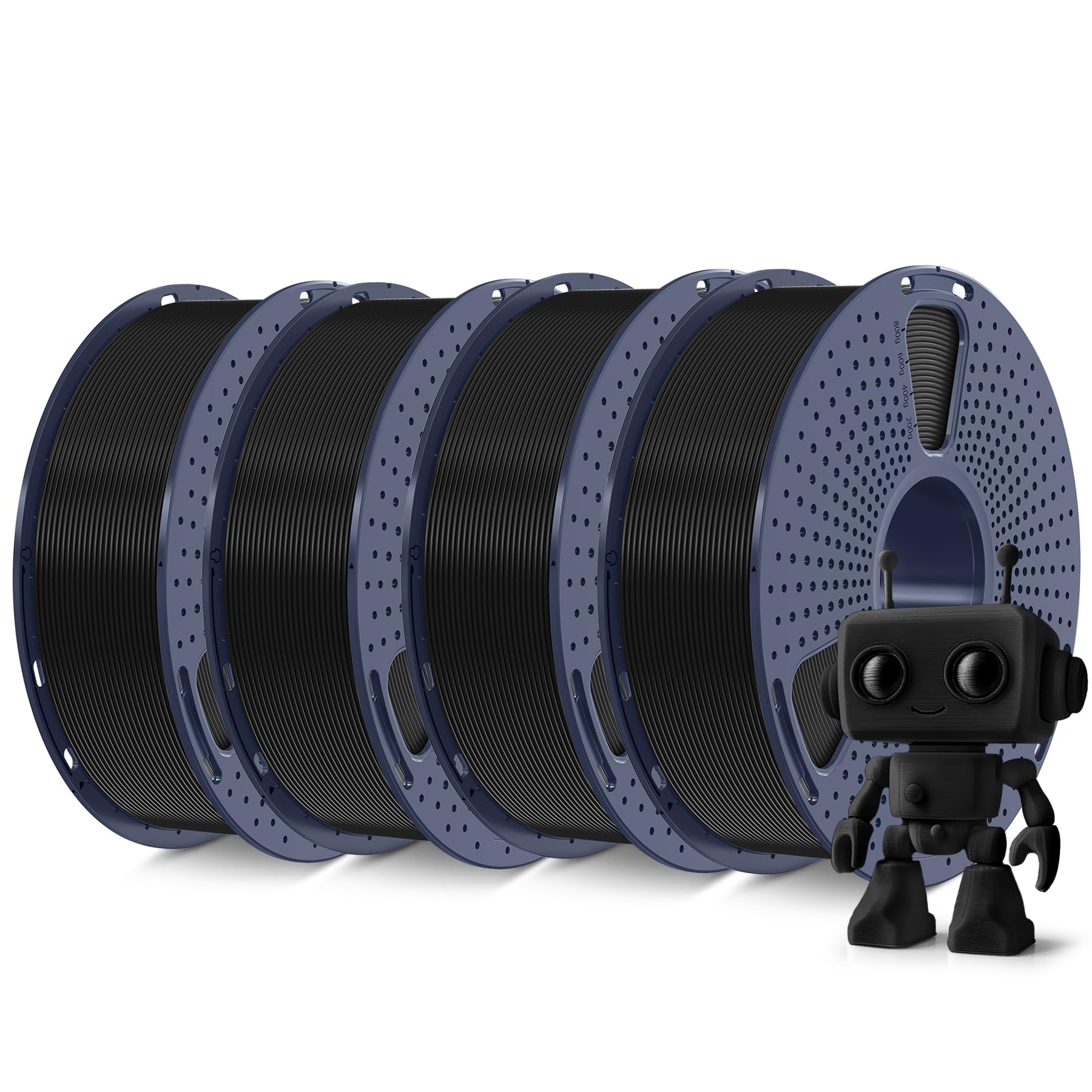 SUNLU 4KG High Speed PLA Meta Filament Bundle, PLA 3D Filamento 1,75mm ±0.02mm, Filamento 3D Avvolto in Modo Ordinato più Resistente, 4kg in Totale, 1kg per Bobina, Nero+Nero+Nero+Nero