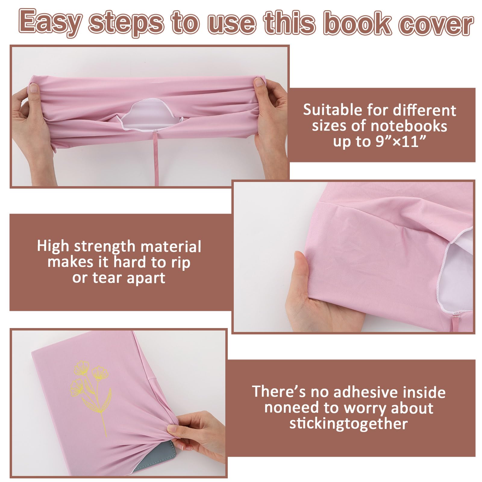12 copertine in tessuto elasticizzato per libri di testo con copertina rigida, 22,9 x 27,9 cm