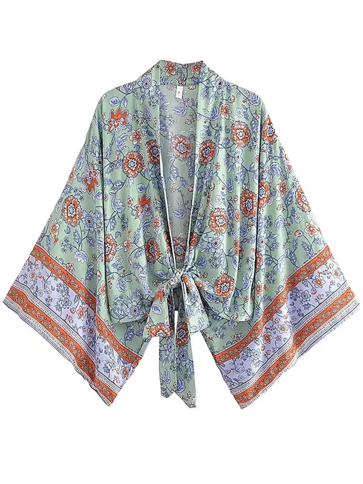 Vintage fioletowy kwiatowy damski strój kąpielowy okrycie krótkie rękawy szlafrok stroje plażowe S/M/L/XL