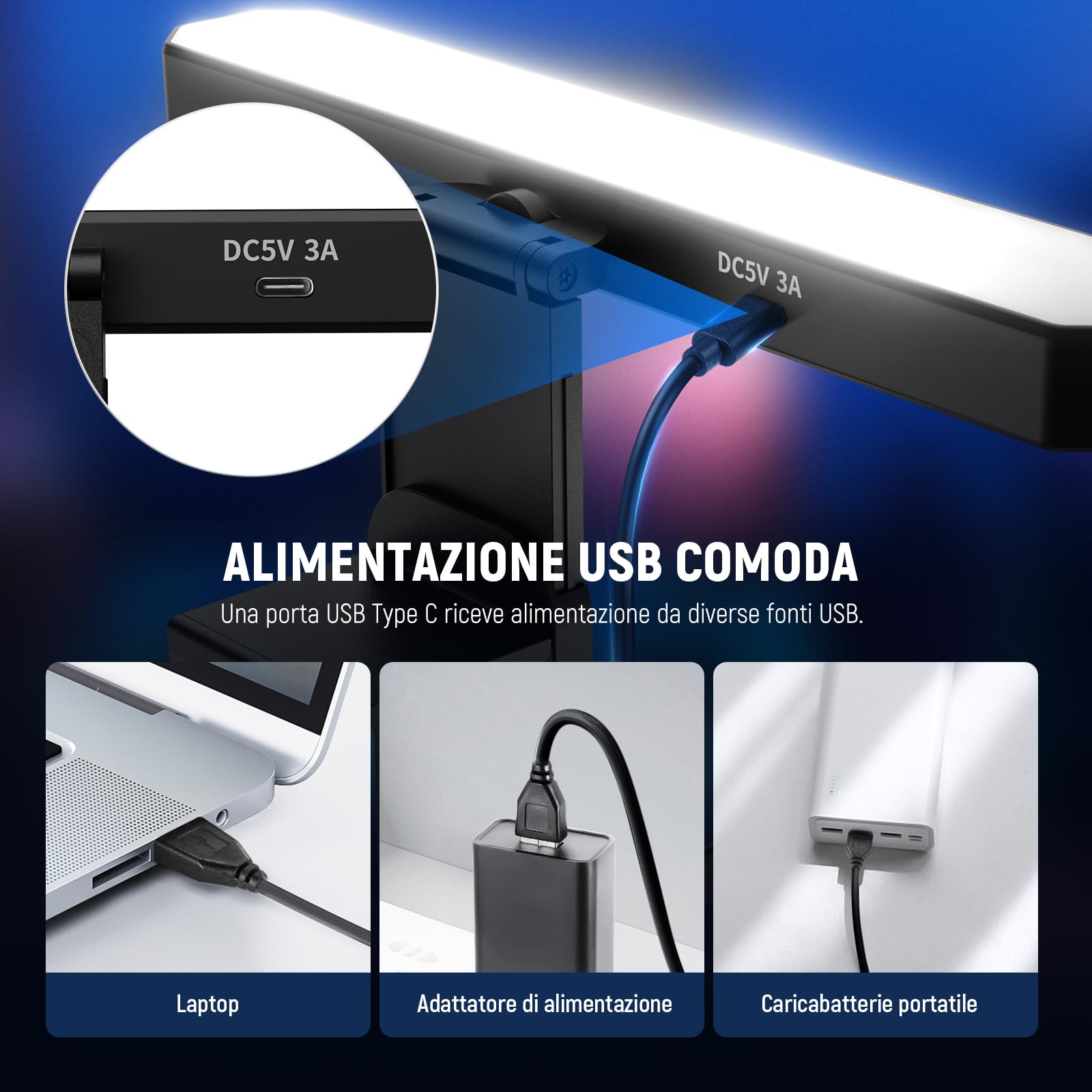 NEEWER BASICS 6W Barra Luce Monitor con Stand/Telecomando/Controllo Touch, Lampada LED Dimmerabile Bicolore per Casa Scrivania Ufficio Videoconferenza Computer Laptop Webcam Zoom Stream Lettura, L10